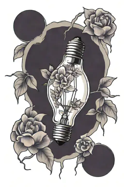 cracked lightbulb + lilac flowers + the words "don't let this darknes fool you, all lights turned off can be turned on." tattoo design idea