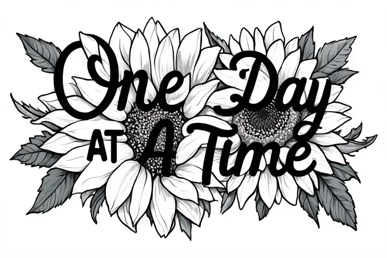 "One Day At A Time " sunflower blooming tattoo design idea