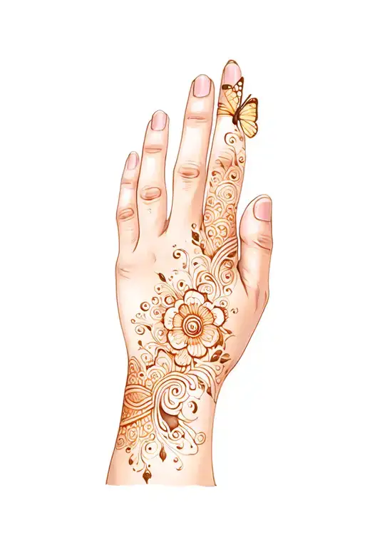 hand and wrist sexy henna tattoo with slight butterfly theme  tattoo design idea