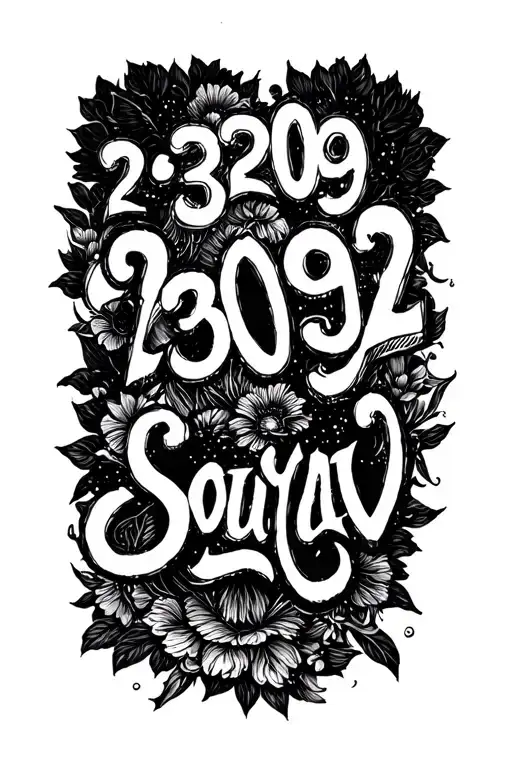 "23 09 1992 Sourav" Birth Date 14 12 2010 Name tattoo design idea