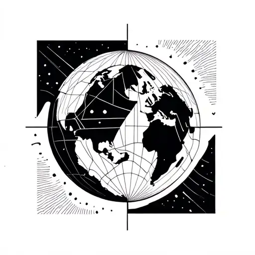 planet earth with tattoo design idea