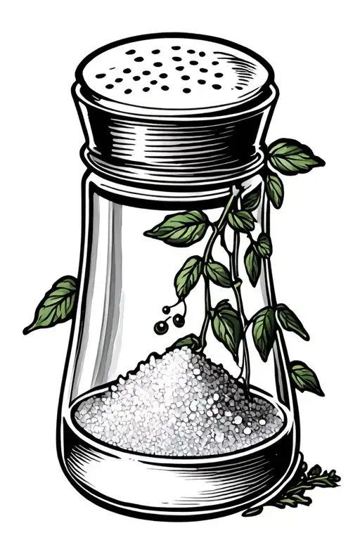salt shaker with plant vine tattoo design idea