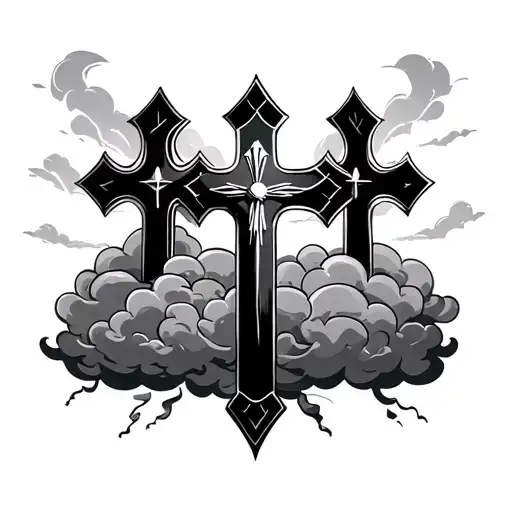 3 Crosses With Clouds tattoo design idea