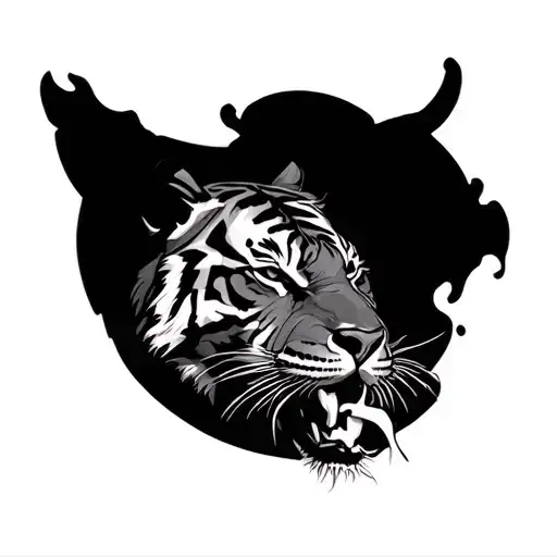 wounded tiger emerging tattoo design idea