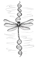 dragonfly surrounded by DNA strands tattoo design idea