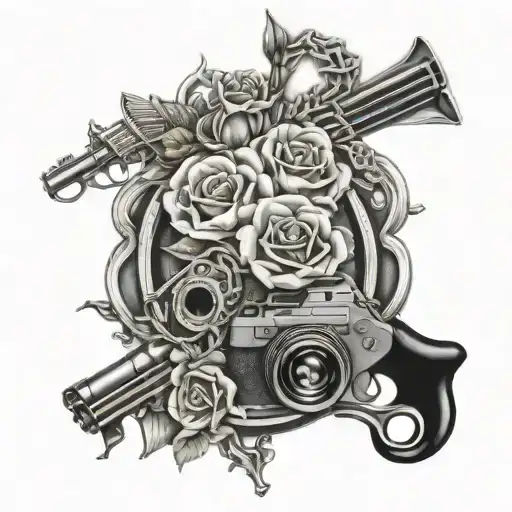 guns and roses intertwined tattoo design idea