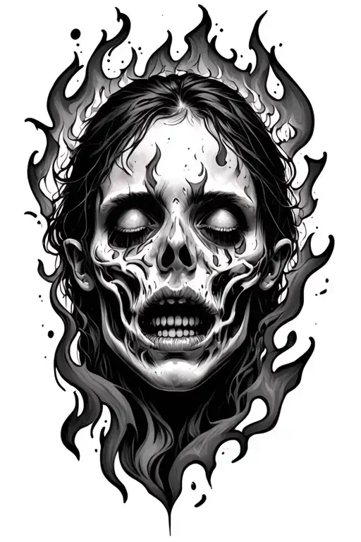 anxiety, depression, abandoned, fire element tattoo design idea