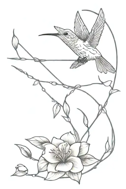 hummingbird bow and arrow tattoo design idea