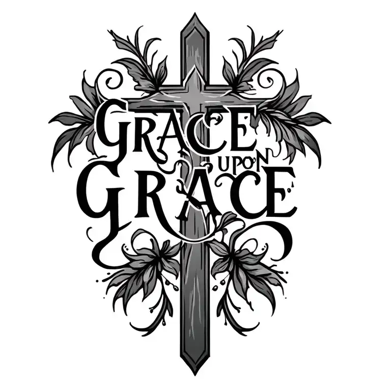 "Grace upon grace" cross tattoo design idea