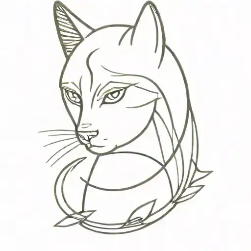 cat eyes with crescent moon  tattoo design idea