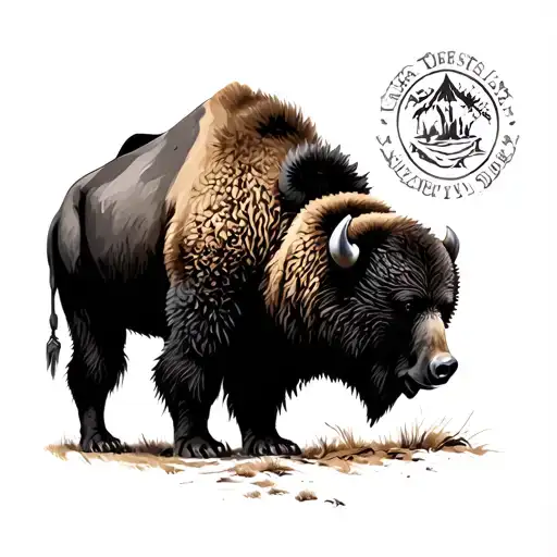 bison and bear  tattoo design idea