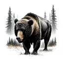 bison and bear  tattoo design idea