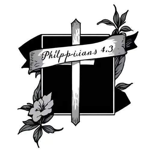 a small tattoo with Philippians 4:13 with a cross tattoo design idea