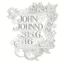 scripture John 3:16 bible verse written tattoo design idea