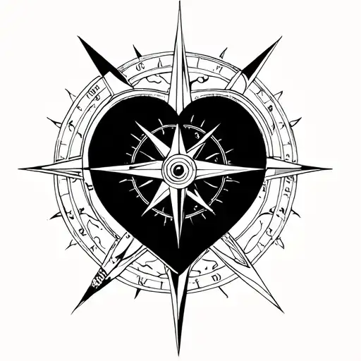 heart compass tatoo inspired tattoo design idea