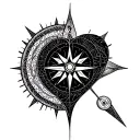 heart compass tatoo inspired tattoo design idea