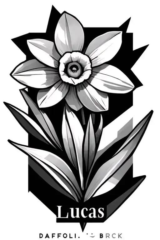 Daffodil Geometric tattoo  with the name Lucas tattoo design idea