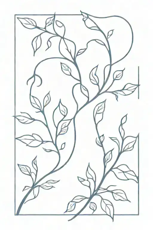 Blue Vine growing with leaves falling tattoo design idea