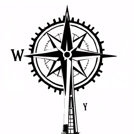 Seattle space needle with north yankee compass tattoo design idea