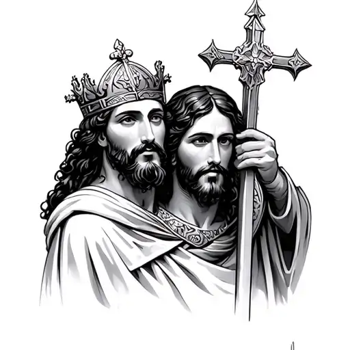 king baldwin and Jesus Christ at crusades tattoo design idea