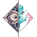 Gemini and Aquarius patern geometrical tattoo design idea