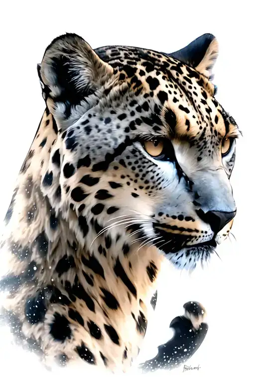 snow leopard and cold tattoo design idea