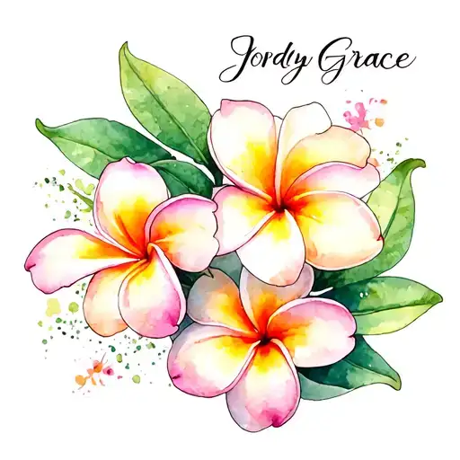 "Jordyn Grace " plumeria flowers intertwined symbolizing love you tattoo design idea