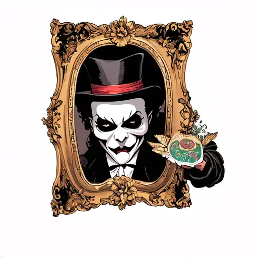 phantom of the opera appearing in a full body mirror reflecting tattoo design idea