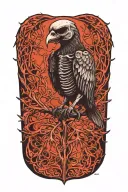 bird skeleton tattoo design idea