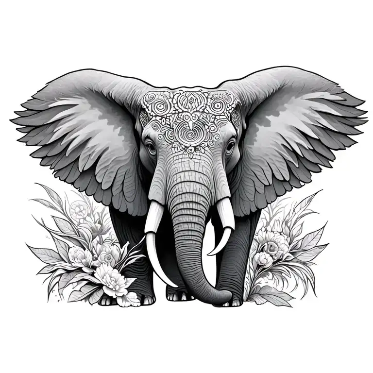 psychedelic dmt Beattie dove elephant tattoo design idea