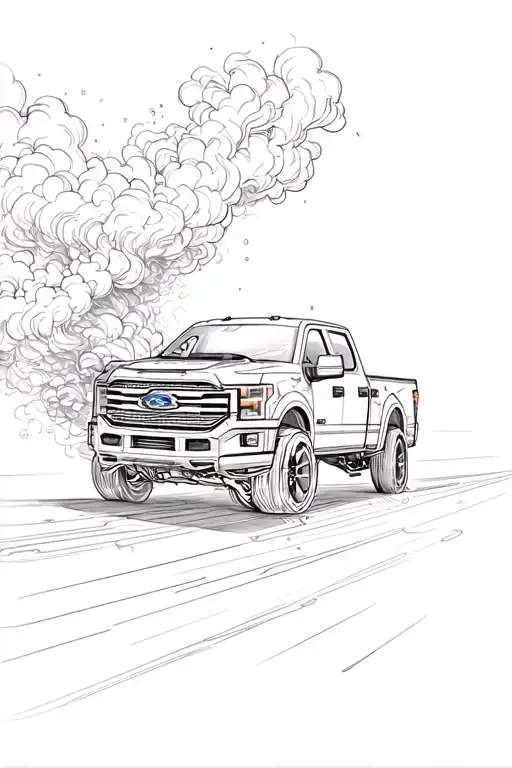 pickup truck burnout tattoo design idea