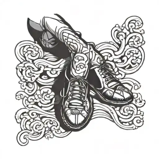 Illustration of a mischievous foot tickling a laughing face tattoo design idea