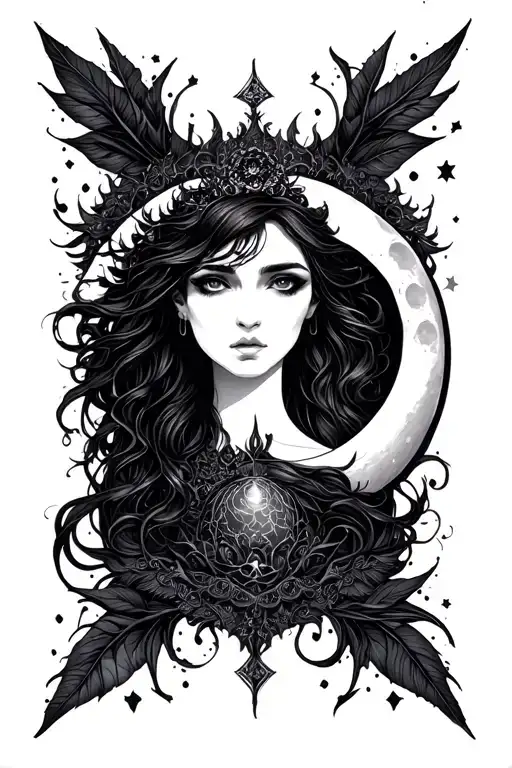 Selene moon goddess tattoo design idea