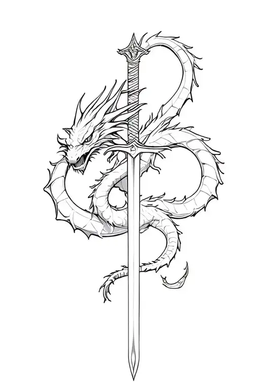 a dragon wrapped around a sword tattoo design idea