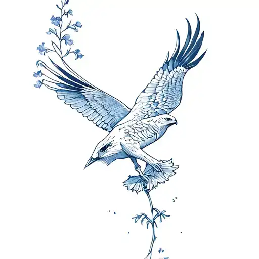 red Kite with bluebells tattoo design idea