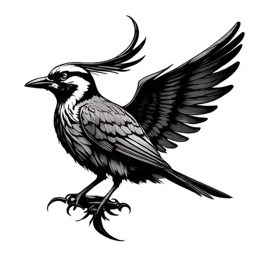 bird with wings spread on neck tattoo design idea