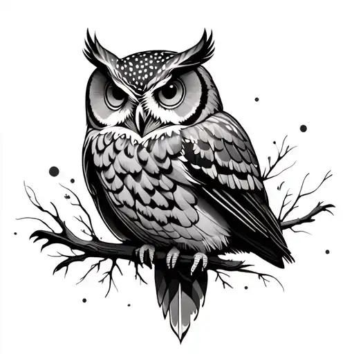 Fine Line Owl tattoo design idea