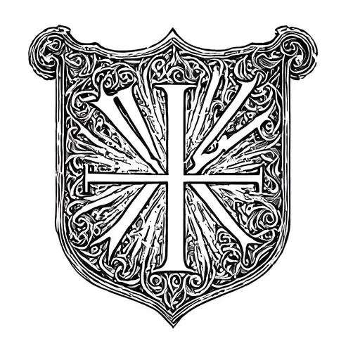 medieval shield Roman numeral three on it tattoo design idea
