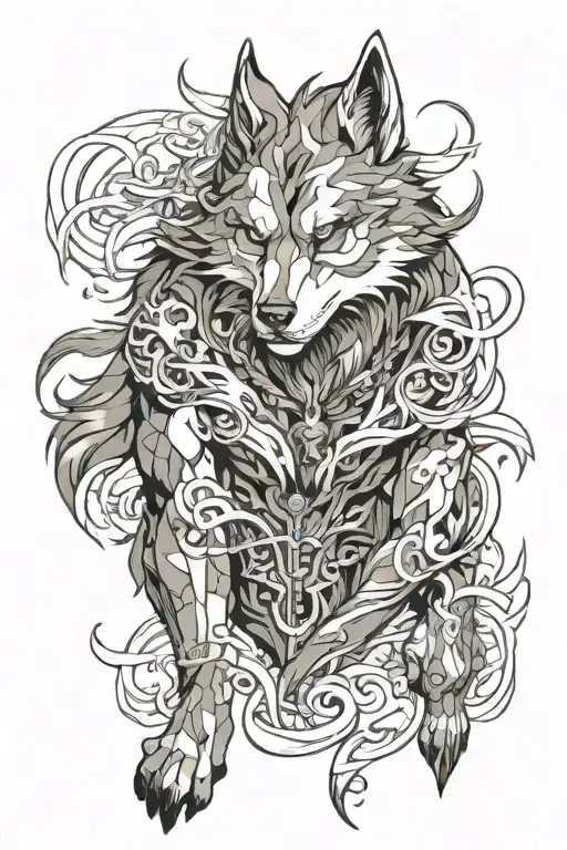 tattoo masculine Powerful majestic giant naughty wolf entire body tattoo design idea