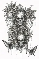 flowers that are surrounded by spider webs and blood dripping off of them. Gothic style.  tattoo design idea