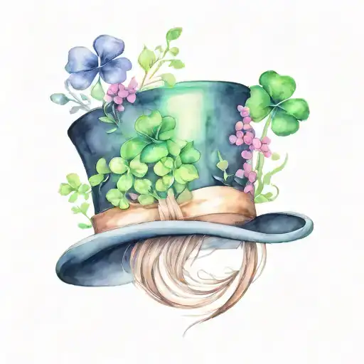 clovers, black top hat Irish heritage tattoo design idea