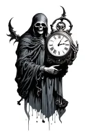 grim reaper holding clock tattoo design idea