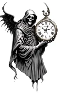 grim reaper holding clock tattoo design idea