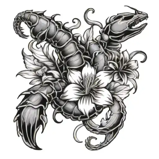 NUMBER 2 SCORPIO AND OCTOMBER BIRTHFLOWER tattoo design idea