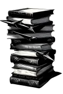 Book Stack with 9 paper planes tattoo design idea
