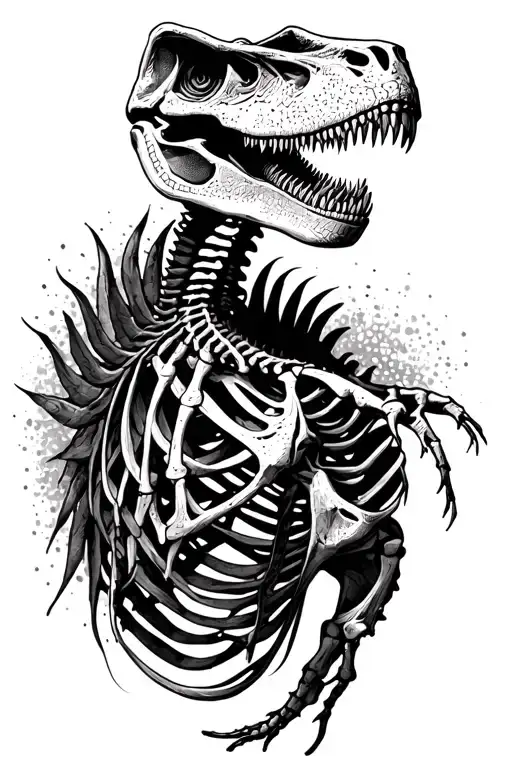 Dinosaur skeleton with nordic paterns tattoo design idea