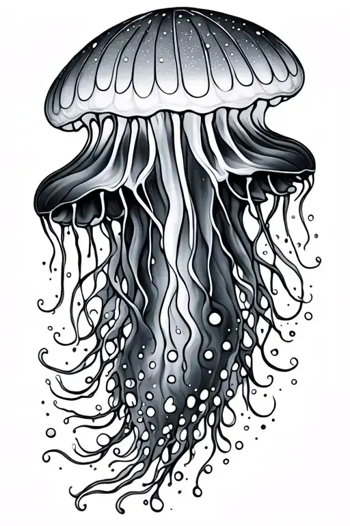 jelly fish with dotwork  tattoo design idea