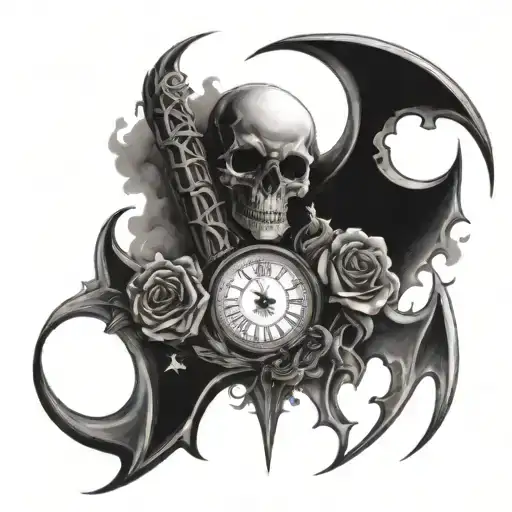 death , time, strength, adversity  tattoo design idea