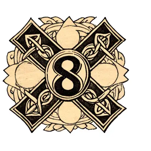 Celtic Maltese cross with the number 8 tattoo design idea