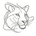 half a lion's face with fire and snake tattoo design idea
